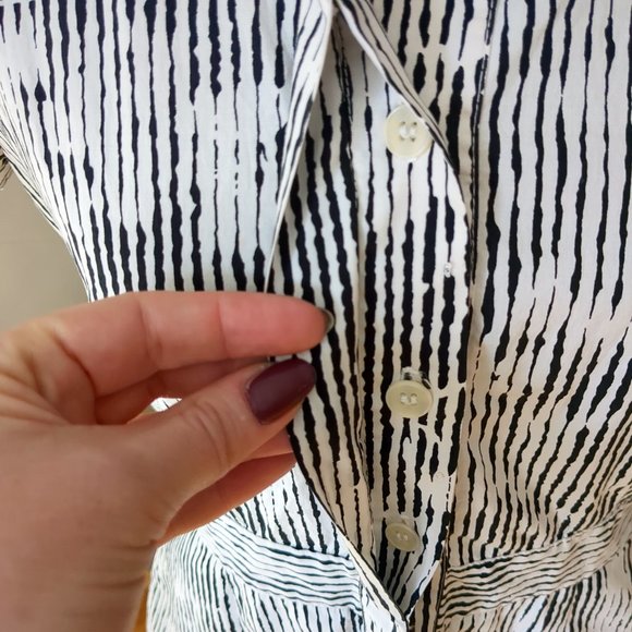 Club Monaco Black White Summer Abstract Printed Button Down Shirt - Picture 10 of 15